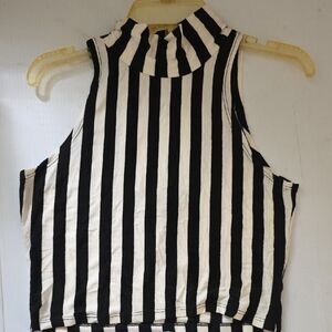 Striped Black and White Sleeveless Top